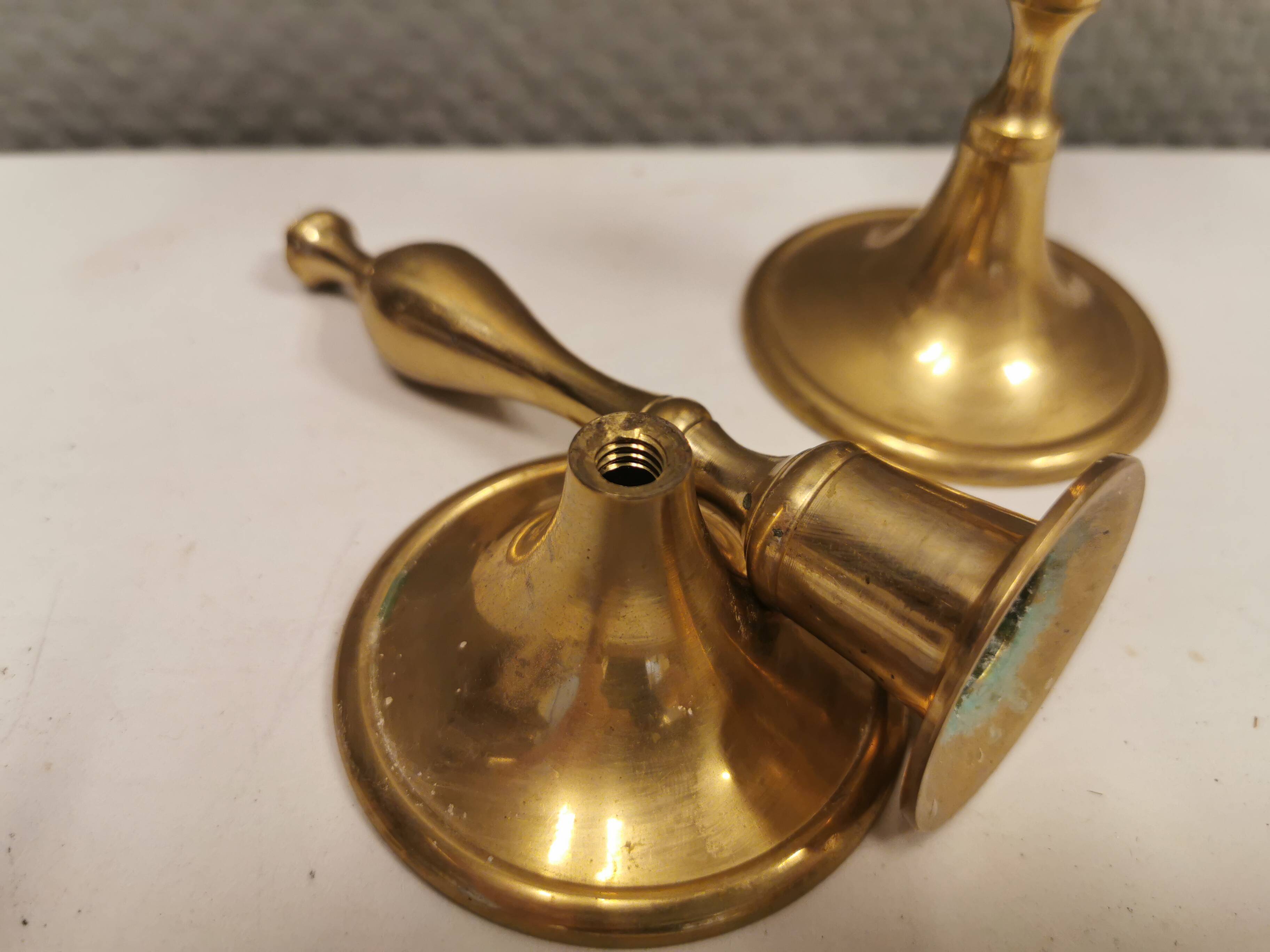 A set of classic Danish brass candle holders. Estimated 1960s.