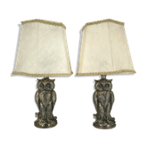 Paire de lampes hiboux en argent par Loevsky & Loevsky, années 1960