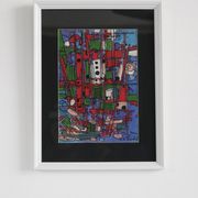 peinture encadrée "les bateaux rouges" signée