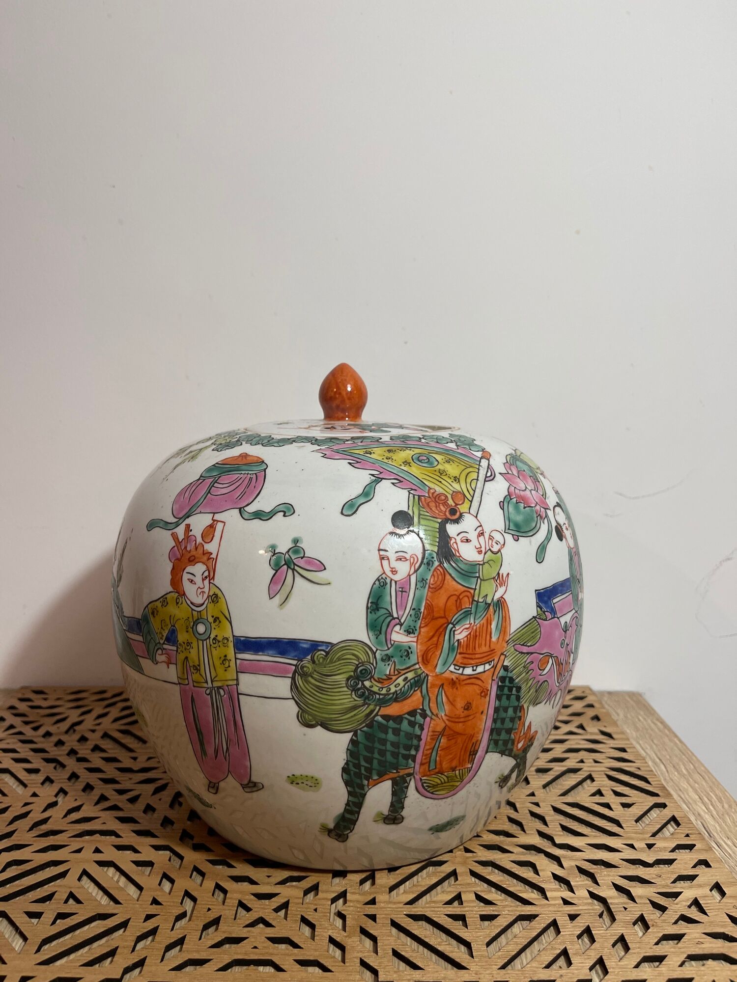 Ancient big ginger pot jar potiche chinese pink family 19th Qing dynasty
