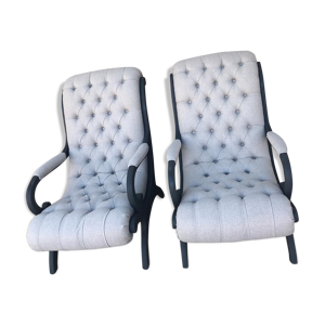 Paire de fauteuils victoria chesterfields
