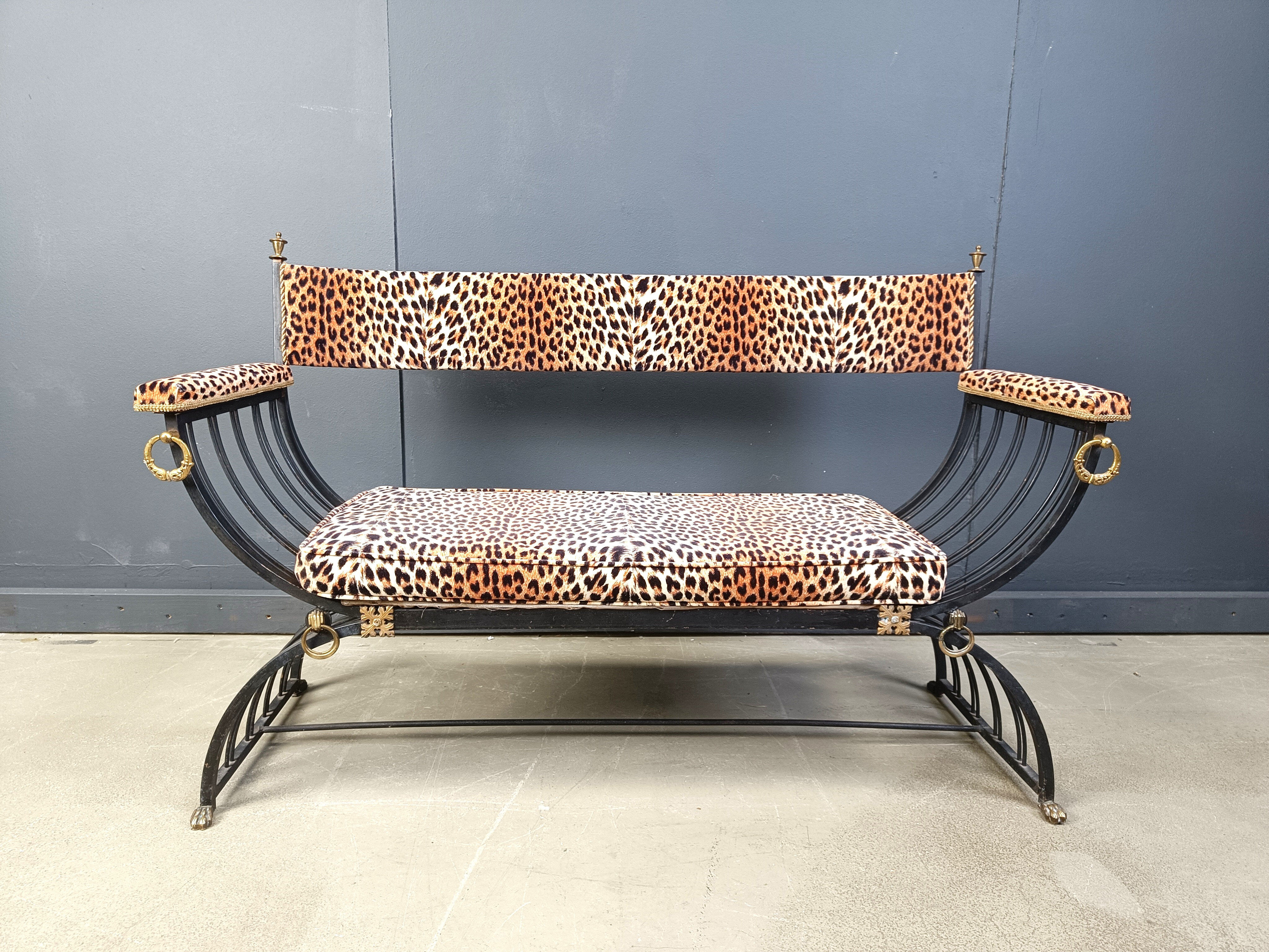 Banc curule de style Maison Jansen, années 1960