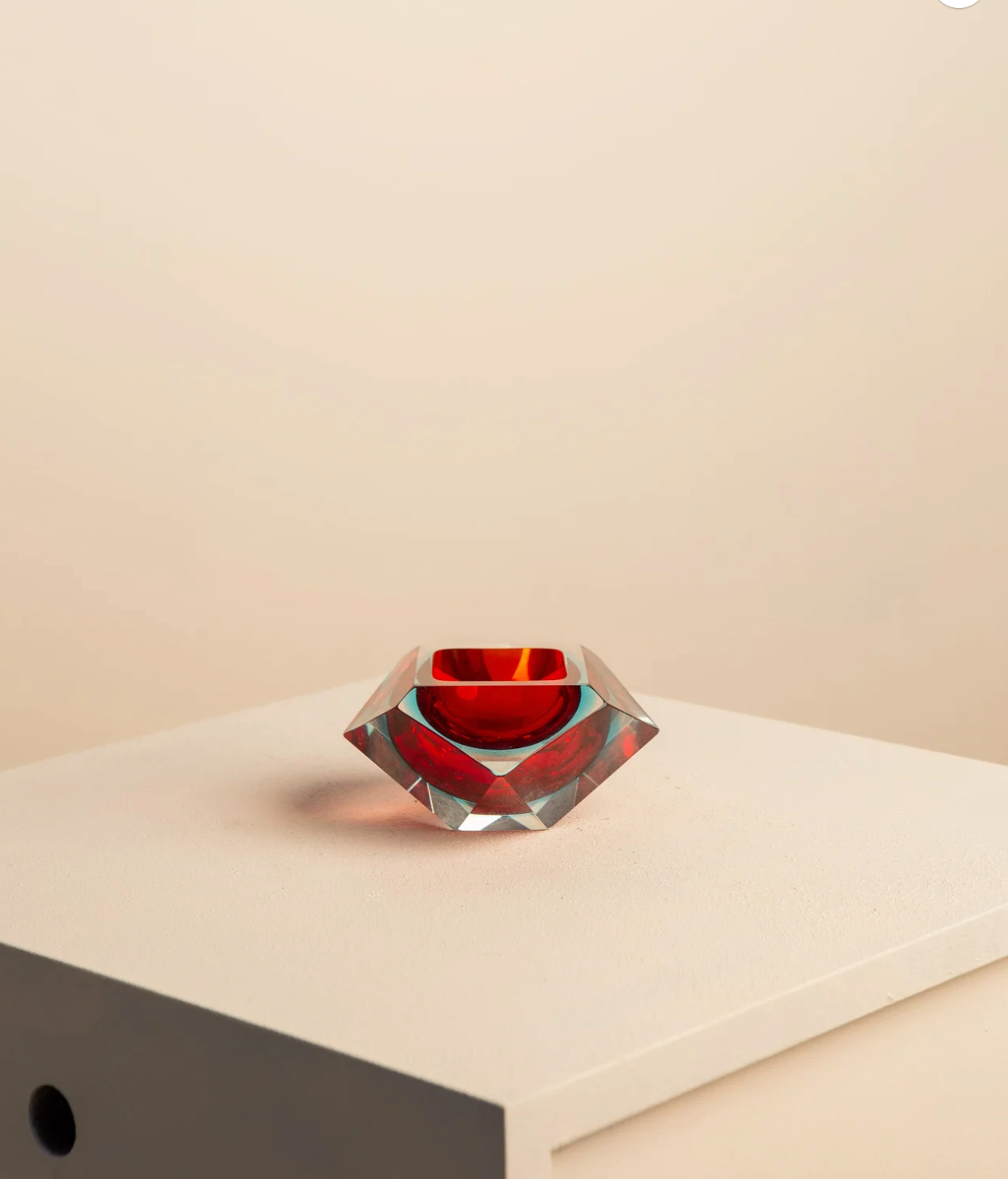 Red "Diamond" pocket trays in murano glass by Flavio Poli for Seguso 60's