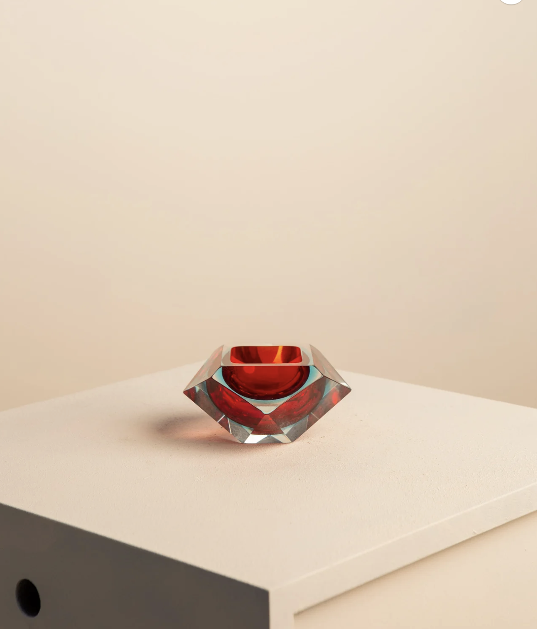 Red "Diamond" pocket trays in murano glass by Flavio Poli for Seguso 60's