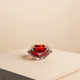 Red "Diamond" pocket trays in murano glass by Flavio Poli for Seguso 60's