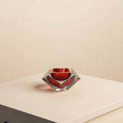 Red "Diamond" pocket trays in murano glass by Flavio Poli for Seguso 60's