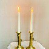 Pair of Louis Philippe candlesticks from the 19th century in solid brass
