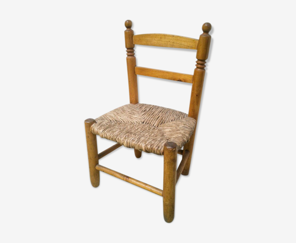 Chaise enfant bois et paille