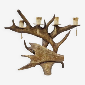 Traditional Scandinavian candlestick in reindeer wood