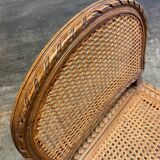 Wooden and cane bench (piano bench)