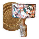 Scandinavian style fabric lampshade table lamp on sandstone base