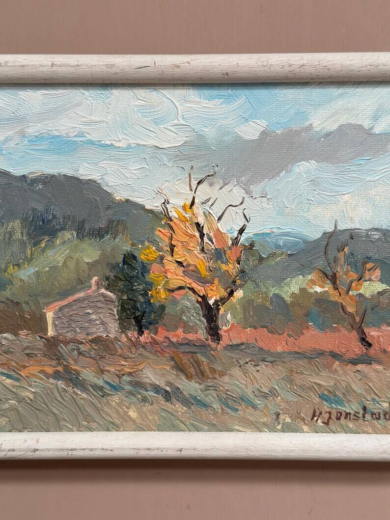 Original Swedish Oil on Panel – "Trees" by H. Jonstad – Signed – Vintage and Framed – 23.5 × 20.5 cm (9.2 × 8 in)