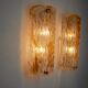 Pair of Mazzega wall lamps, orange Murano blown glass, Italy, 1960