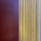 Beige marble stucco base, Houles white ecru fringed lampshade.