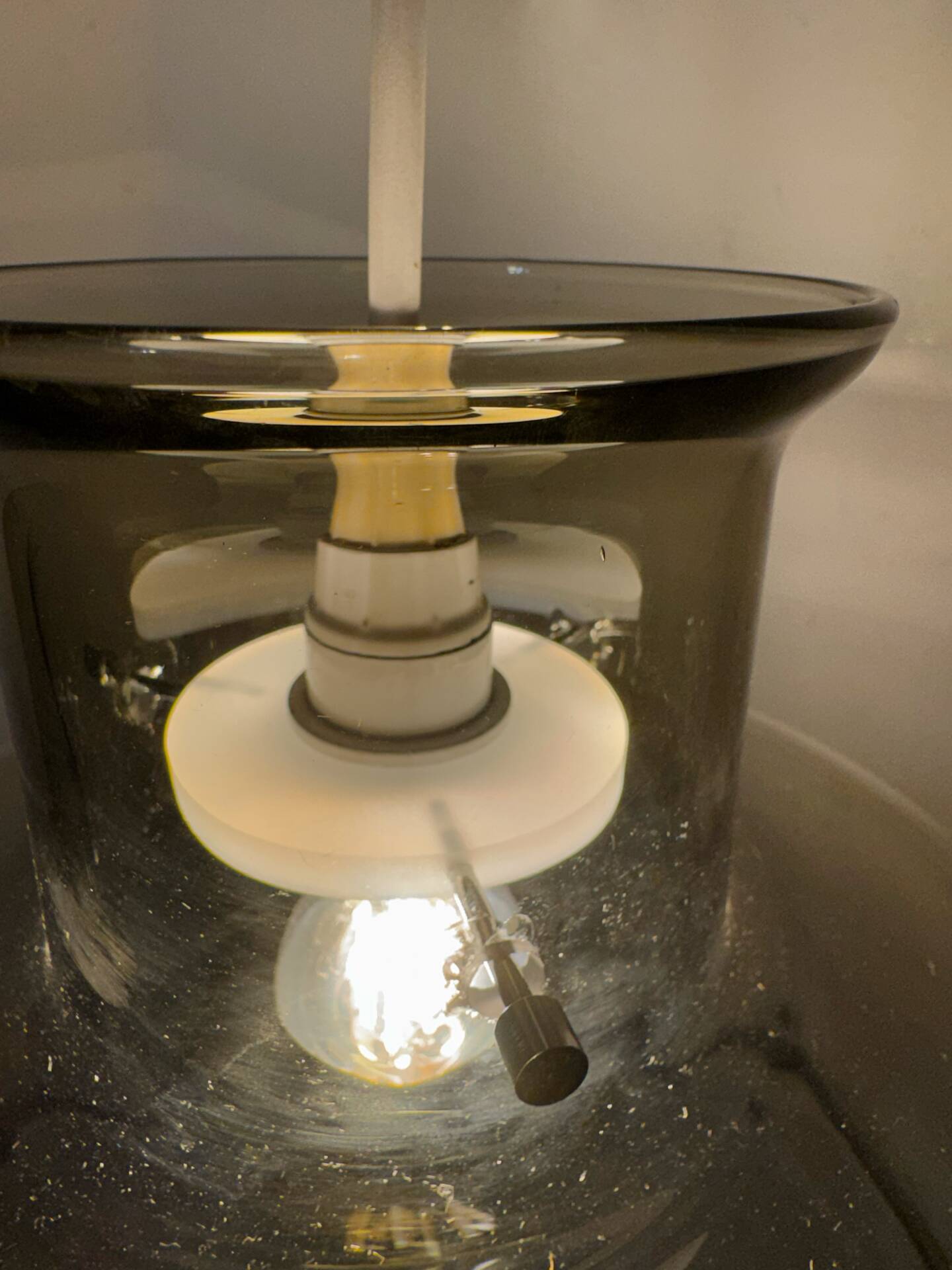 Smoked glass pendant light Space Age 1970s