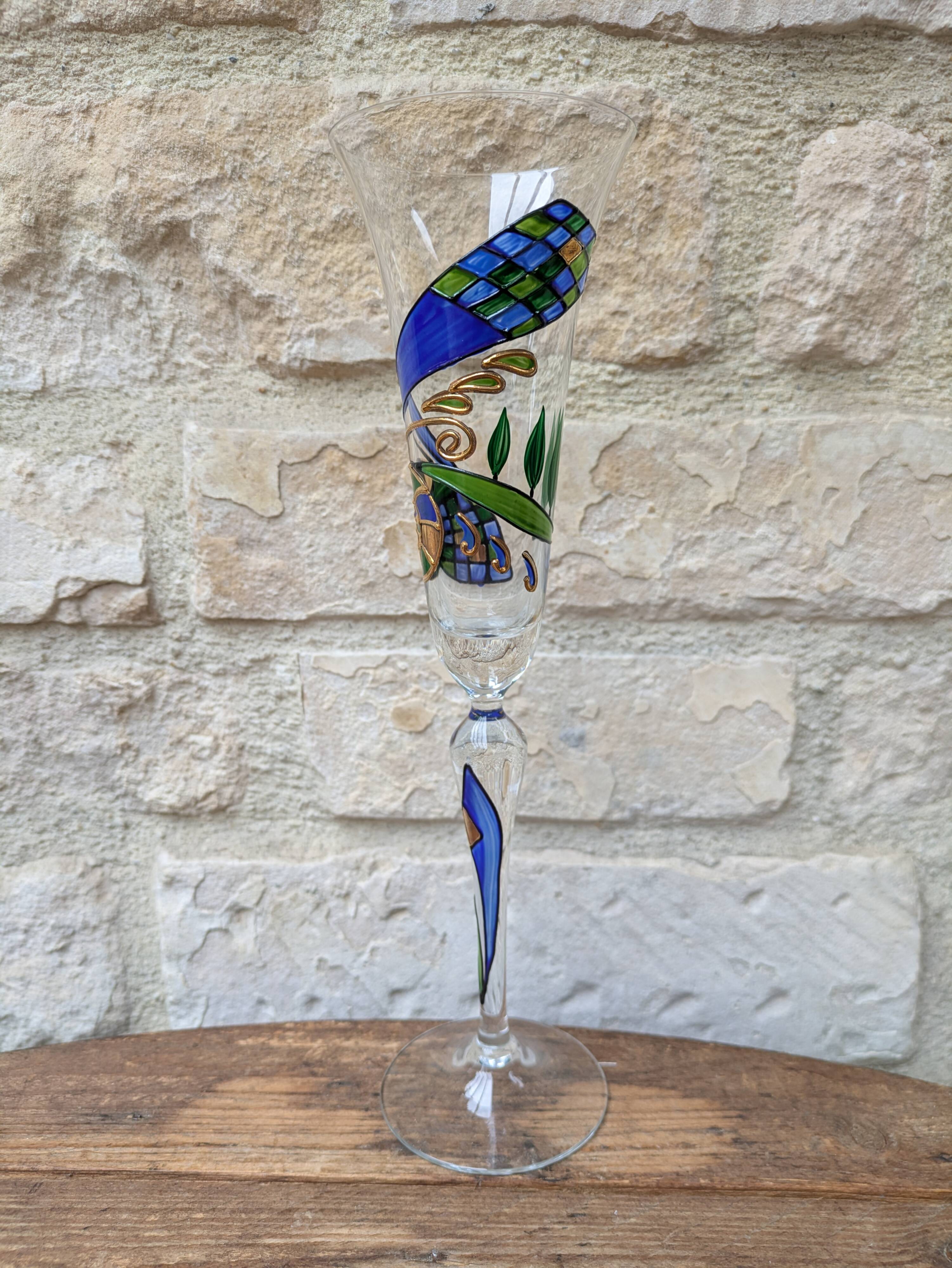 Flute à champagne Paul Nagel collection rêveries modèle Nautilus peint main