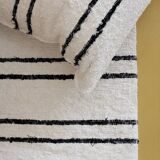 Handwoven rug - White and black lines - recycled cotton - 170 x 240 cm