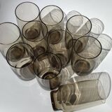 10 70's brown smoked water glasses