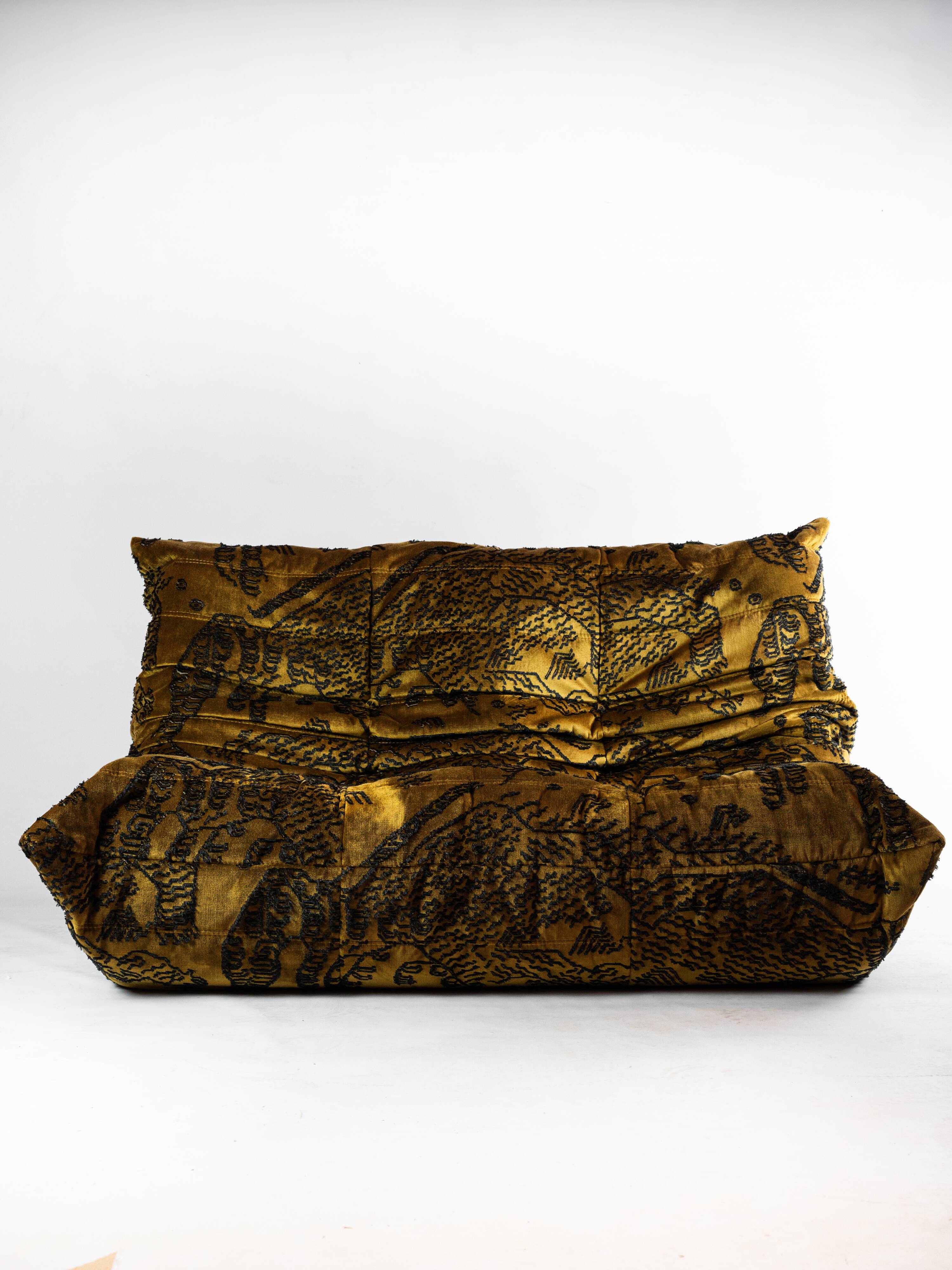 Togo 2-seater sofa Ligne Roset Mountain Tiger fabric by Dedar