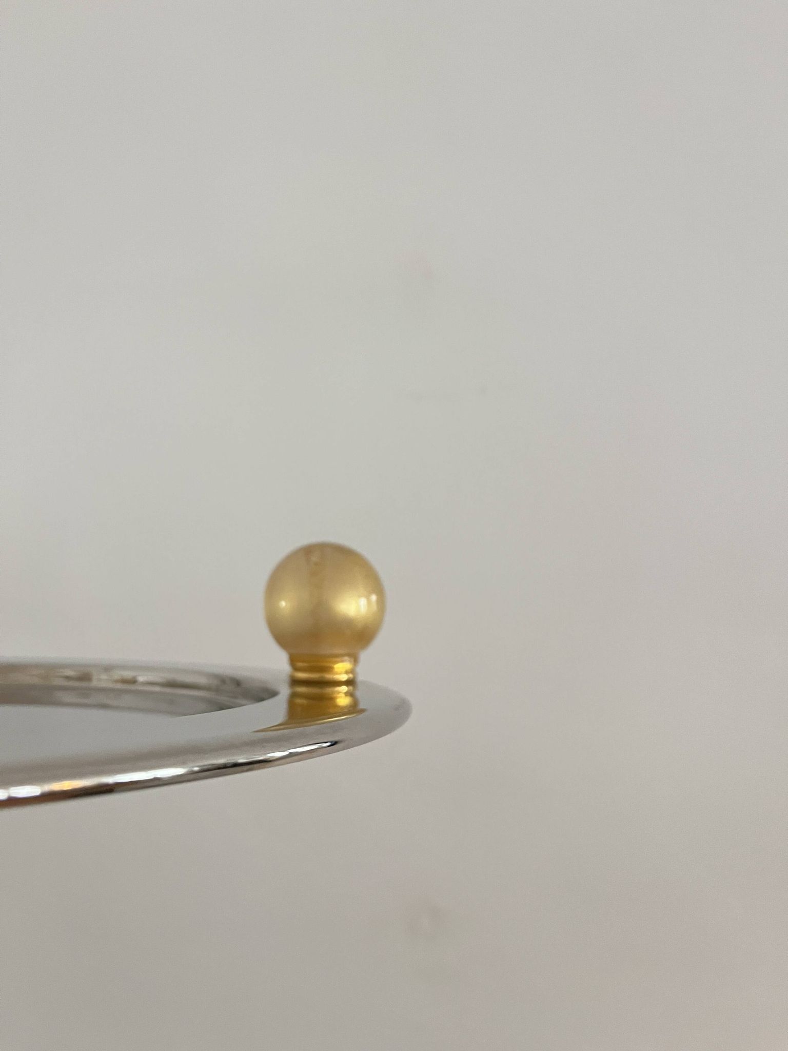 Vintage Palladium-Plated Serving Tray with Murano Glass Handles, Italy, 80s