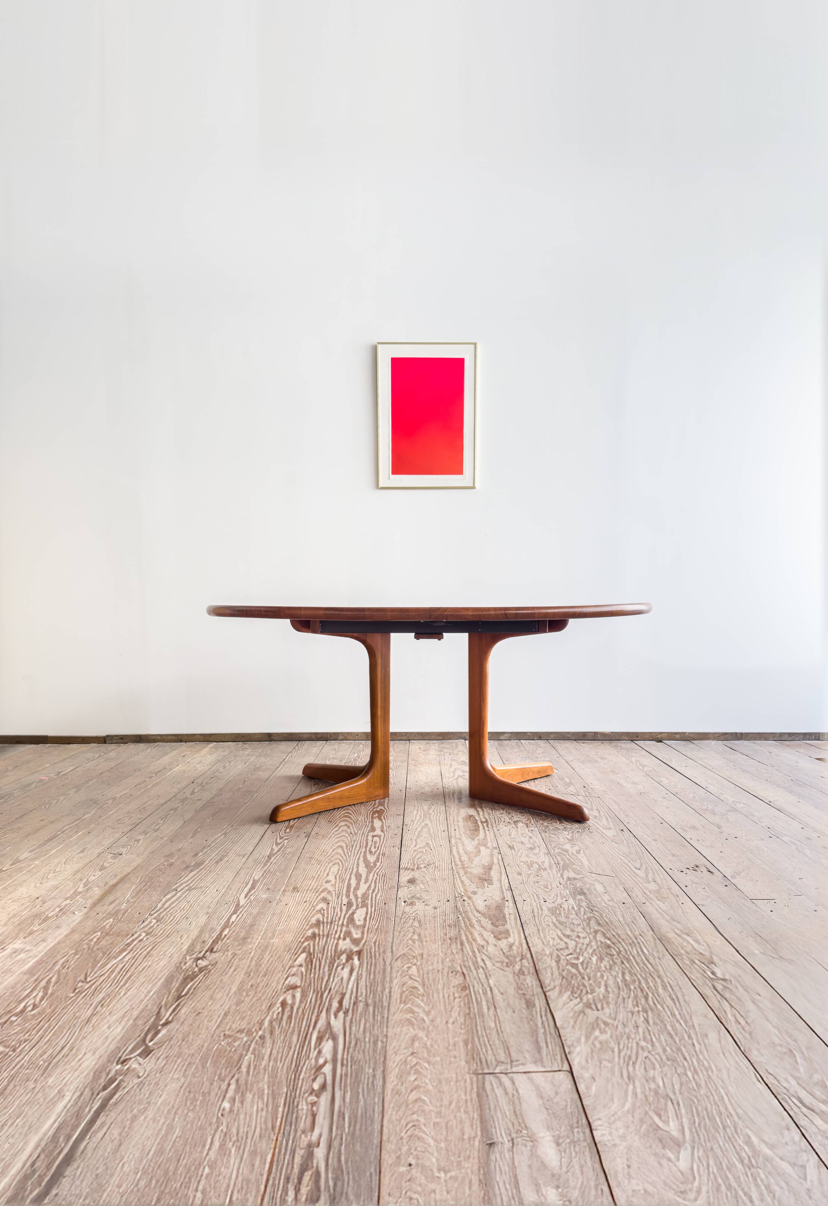 Grande table à manger scandinave vintage en teck massif, Danemark, 1970