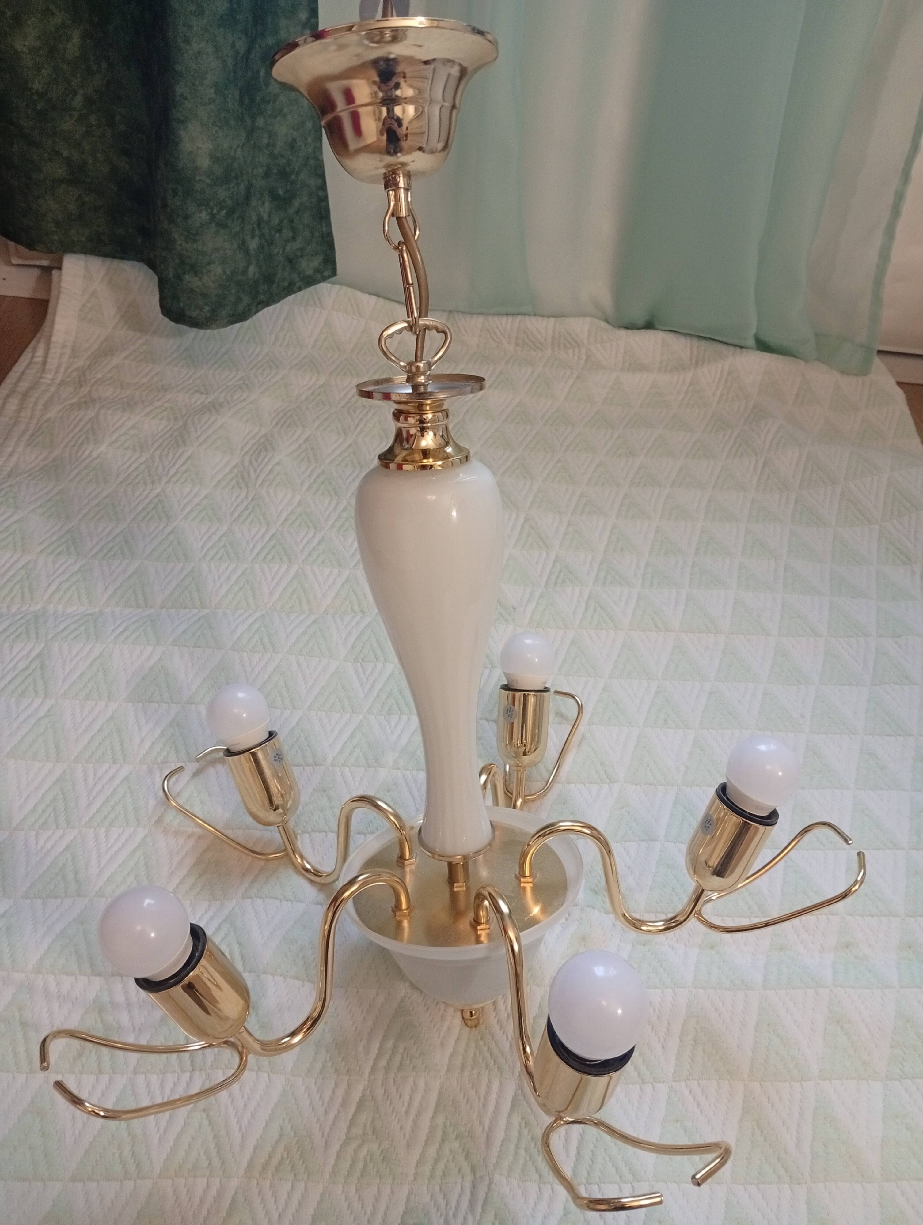 Vintage 1970s Franco Luce Murano Glass Ceiling Chandelier Made in Italy
