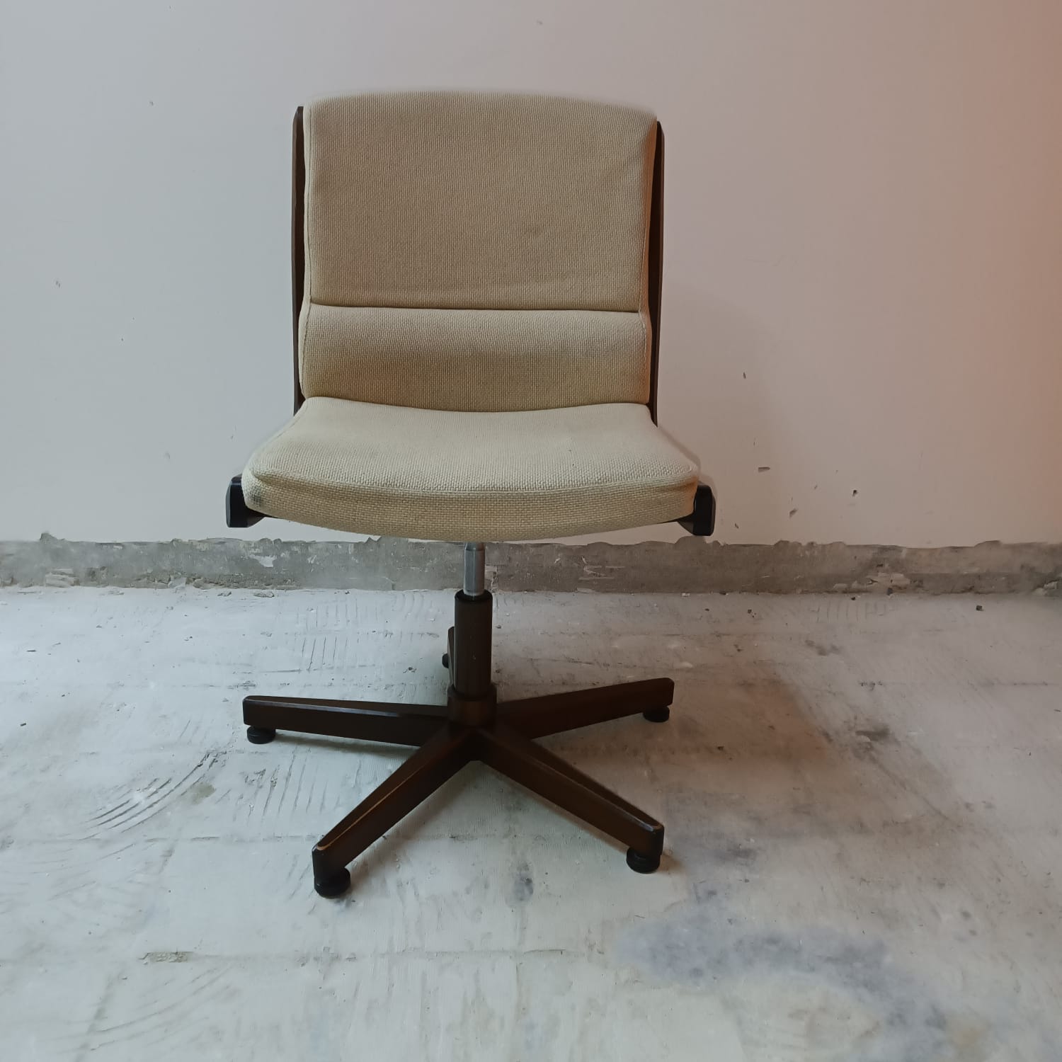 2 vintage swivel wooden office chairs year 70