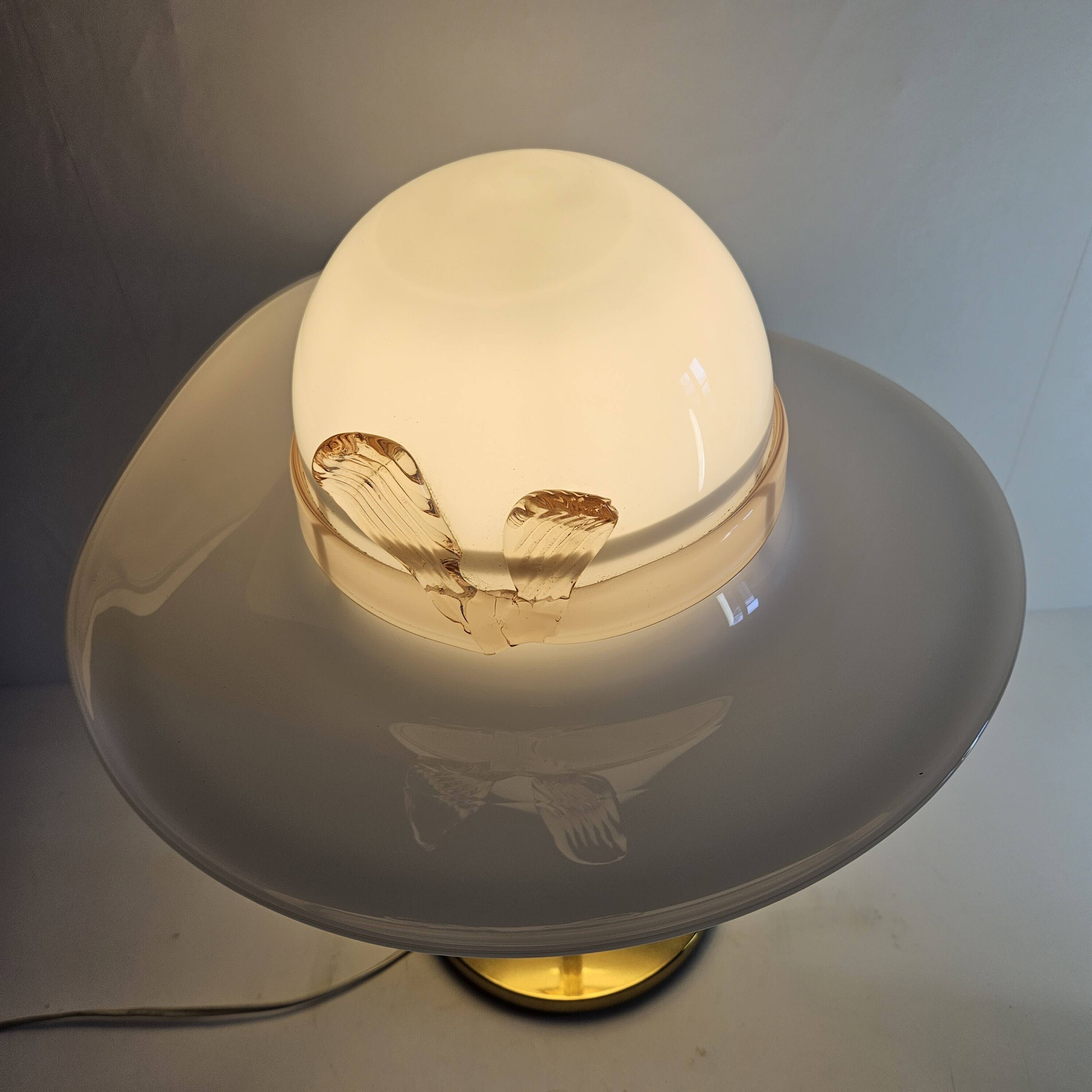 Table Lamp with Brass and Murano Glass, Italy 1970's