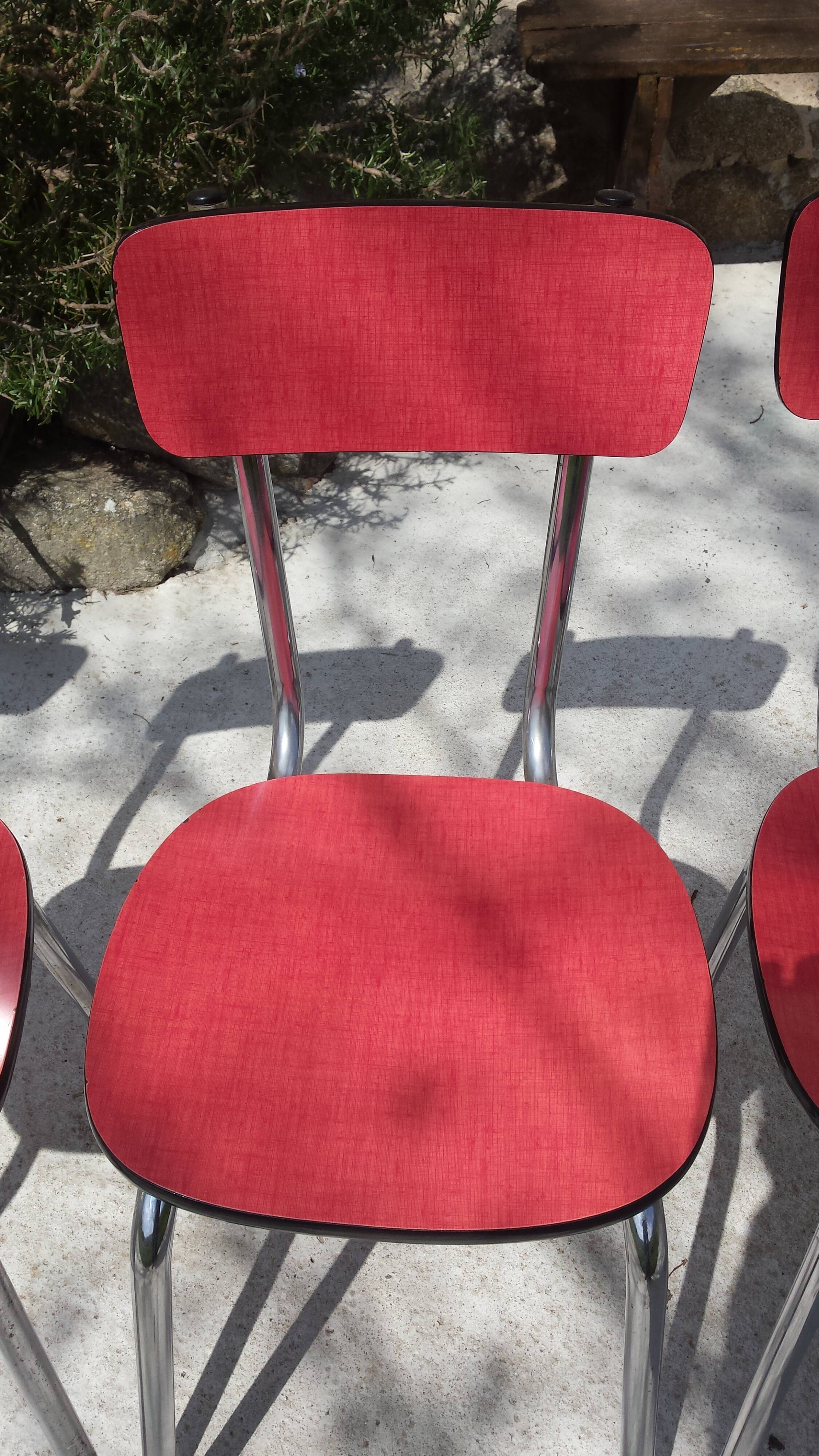 batch of 5 red formica chairs