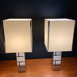 Vintage Curtis Jere table lamp, chrome and white, 1970