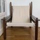 Honoré Safari armchair in wood and beige canvas