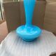 Blue opaline carafe vase with a transparent handle