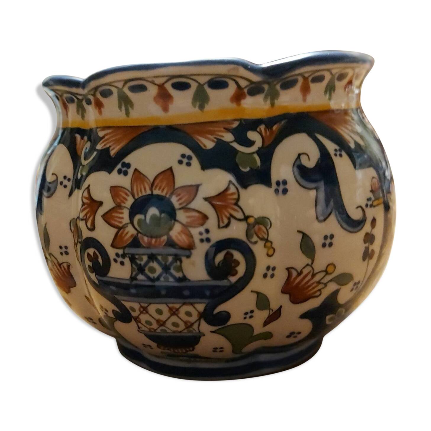 Rouen earthenware flowerpot