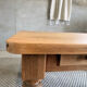 Antique solid wood coffee table – 2 drawers – turned legs