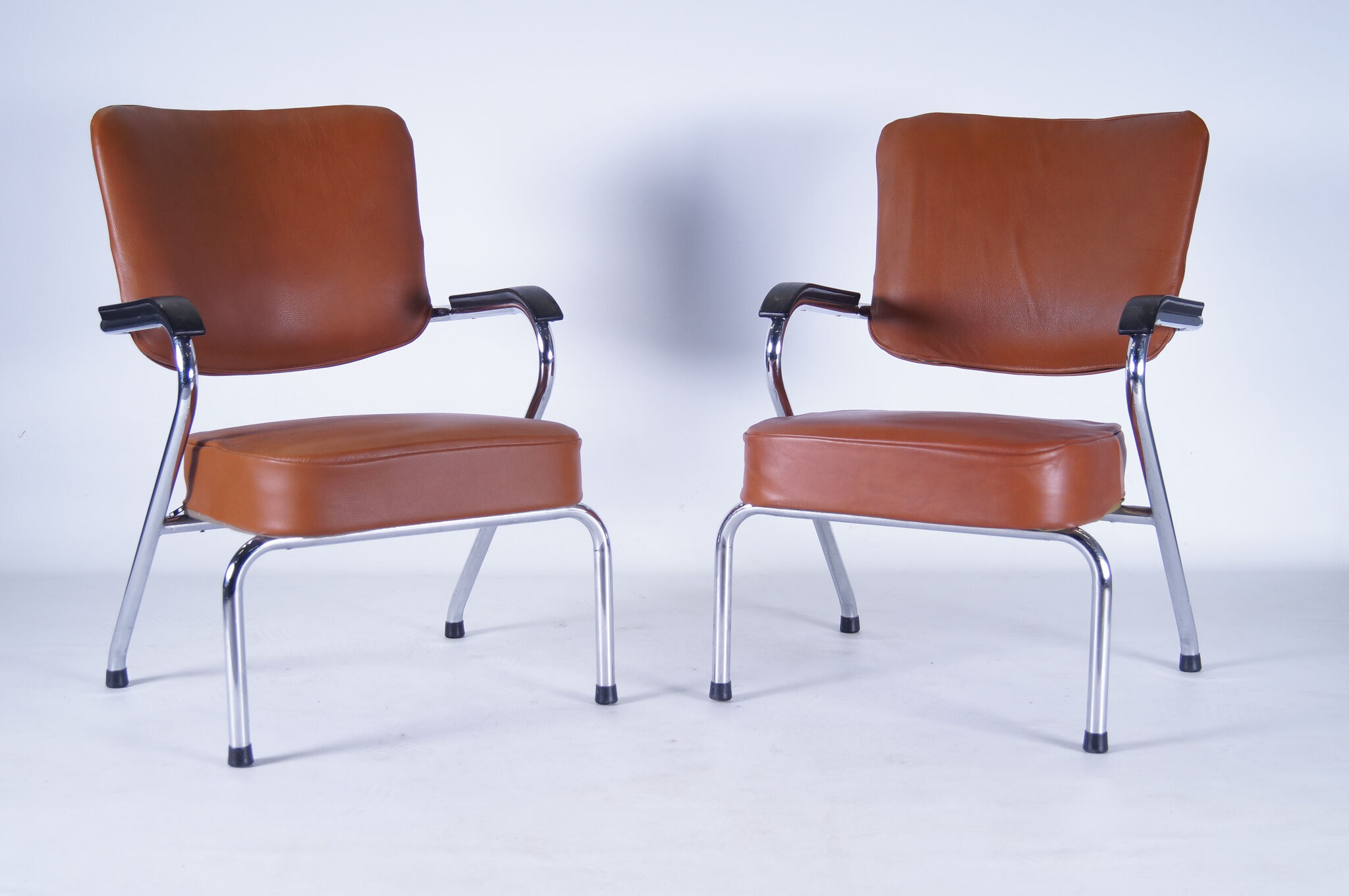 Chaises cognac cuir - set de 2