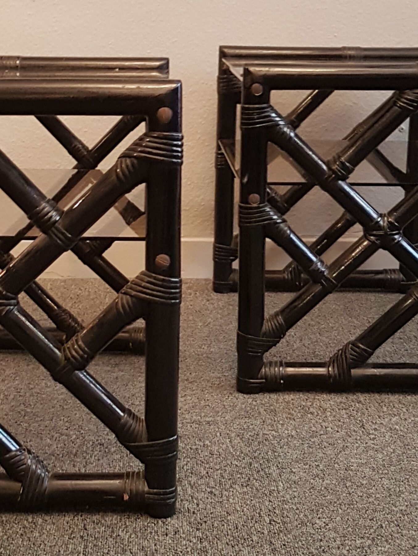 Italian sofa ends, Dalvera, rattan, 80s