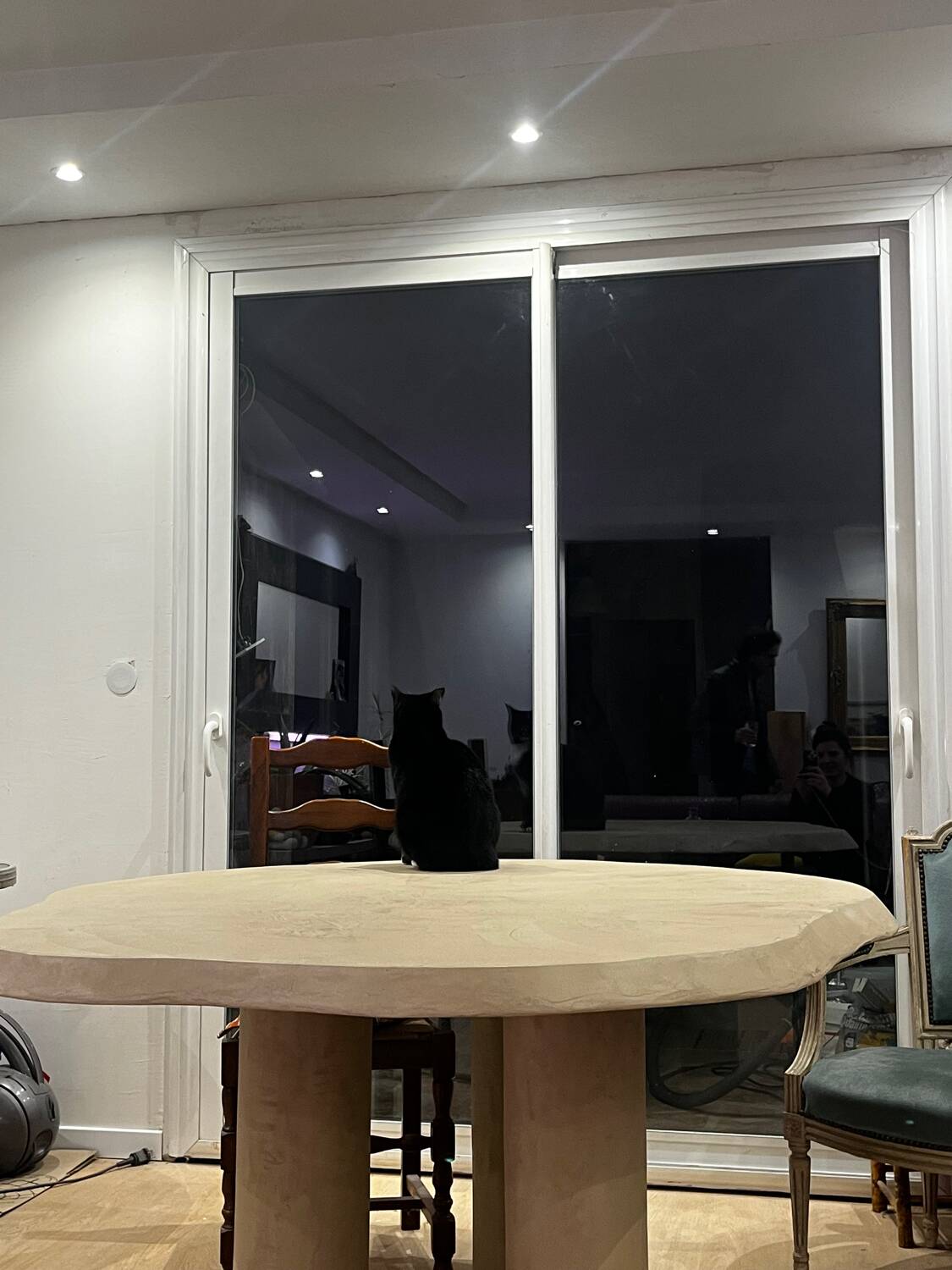 Waxed concrete dining table