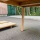 Scandinavian round extendable dining table stripped in solid wood from the 1970s.