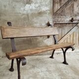 Antique garden bench park bench cast iron with oak
