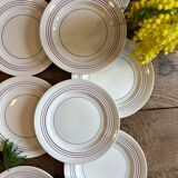 Set of 10 vintage flat plates in semi-porcelain Céranord.
