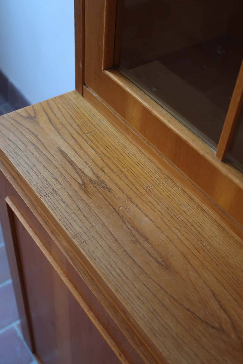 60's glass bookcase
