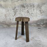 Brutalist wooden tripod stool