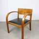 Set de 2 fauteuils Art Déco italiens en bois et similicuir noir