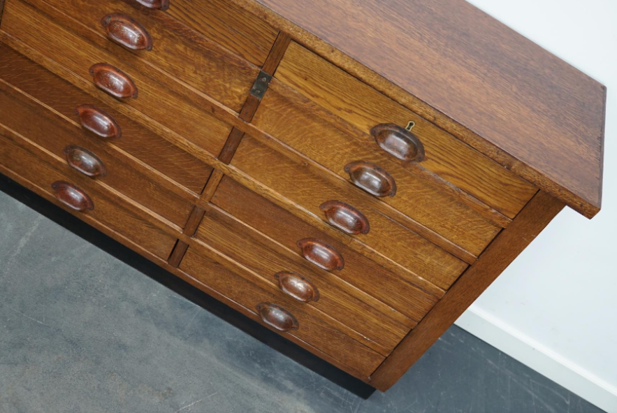 Dutch apothecary furniture in oak mid-twentieth century