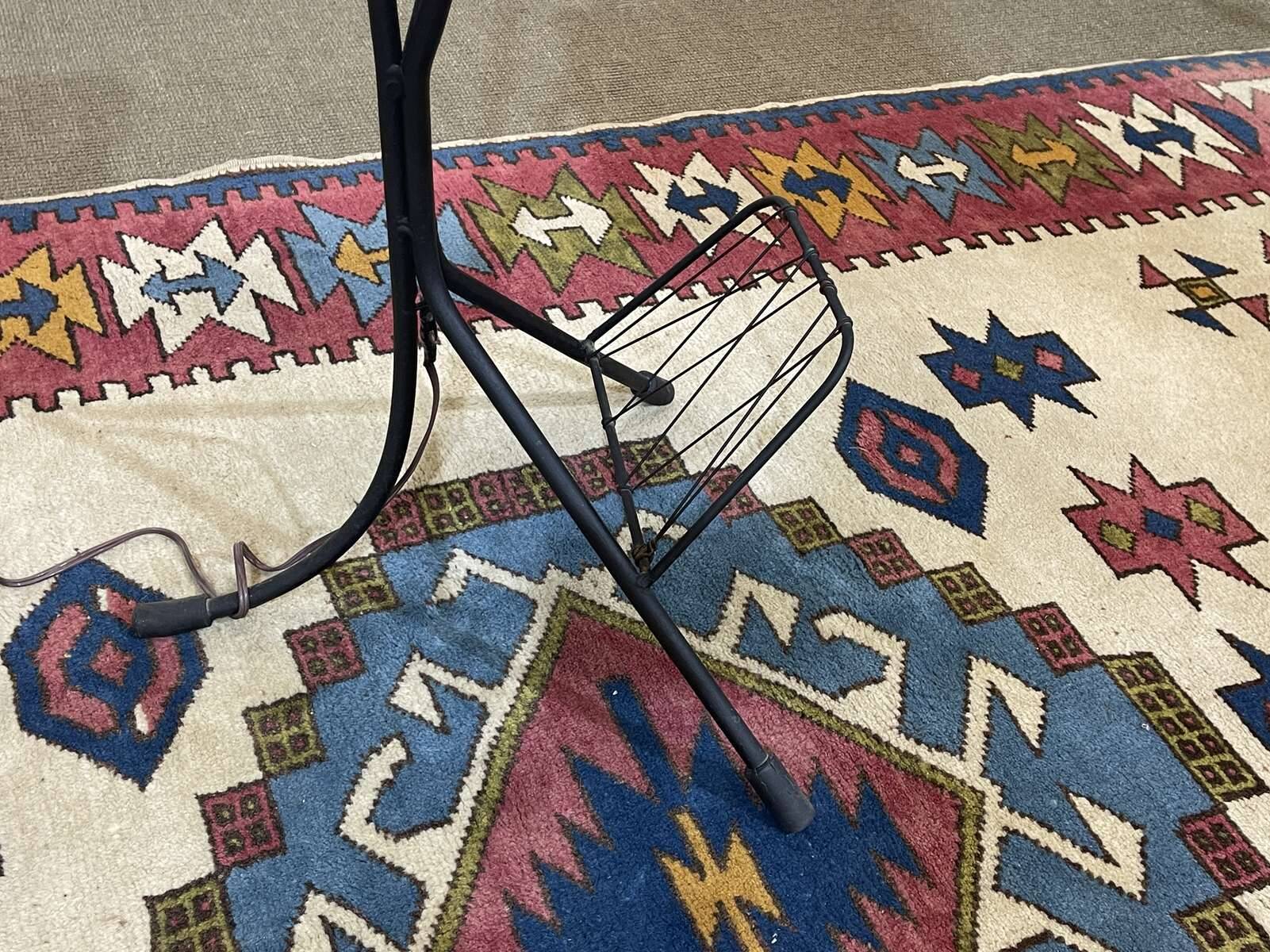 1960s floor lamp with three lights and its period lampshades.