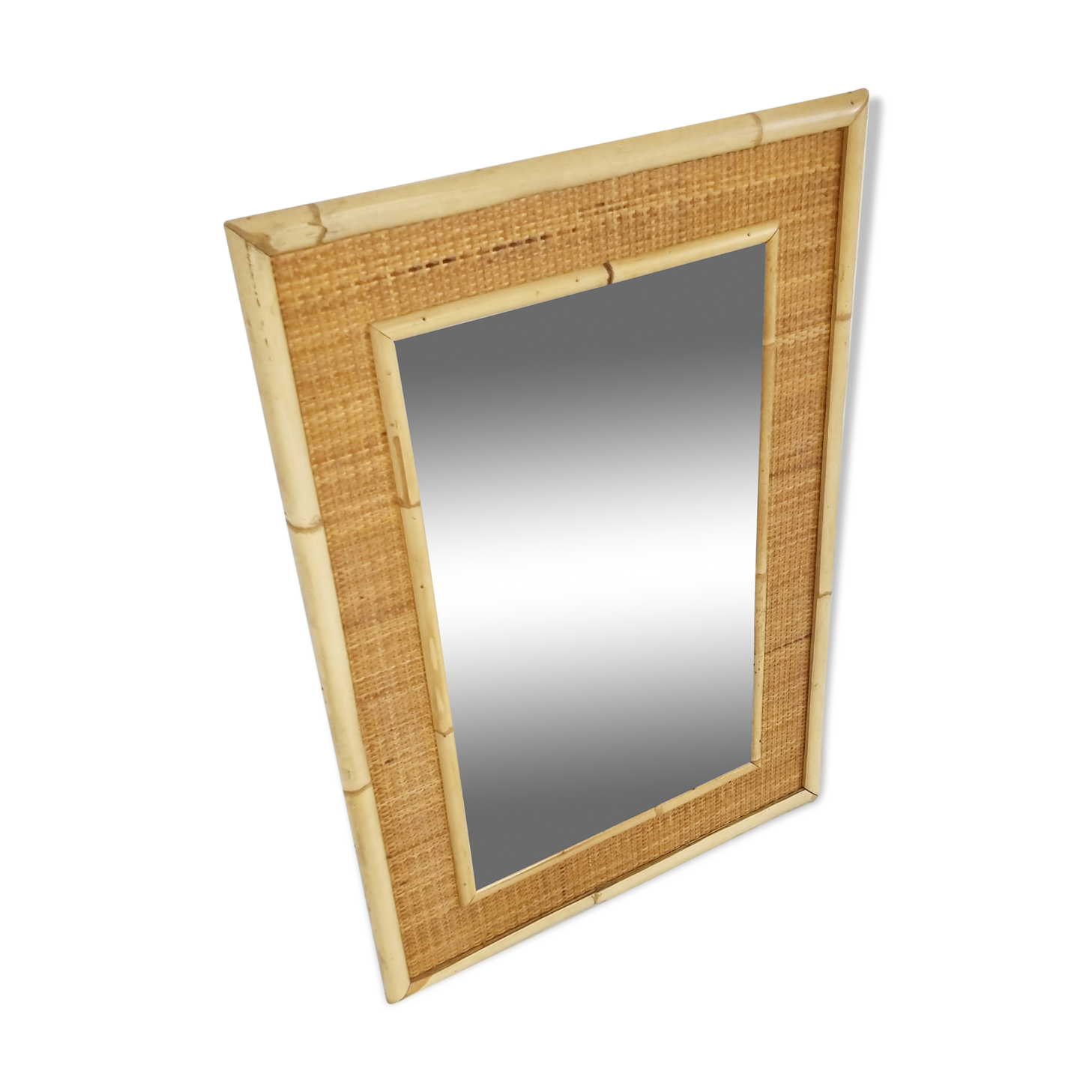 Mid century bamboo mirror by dal vera, 1960s