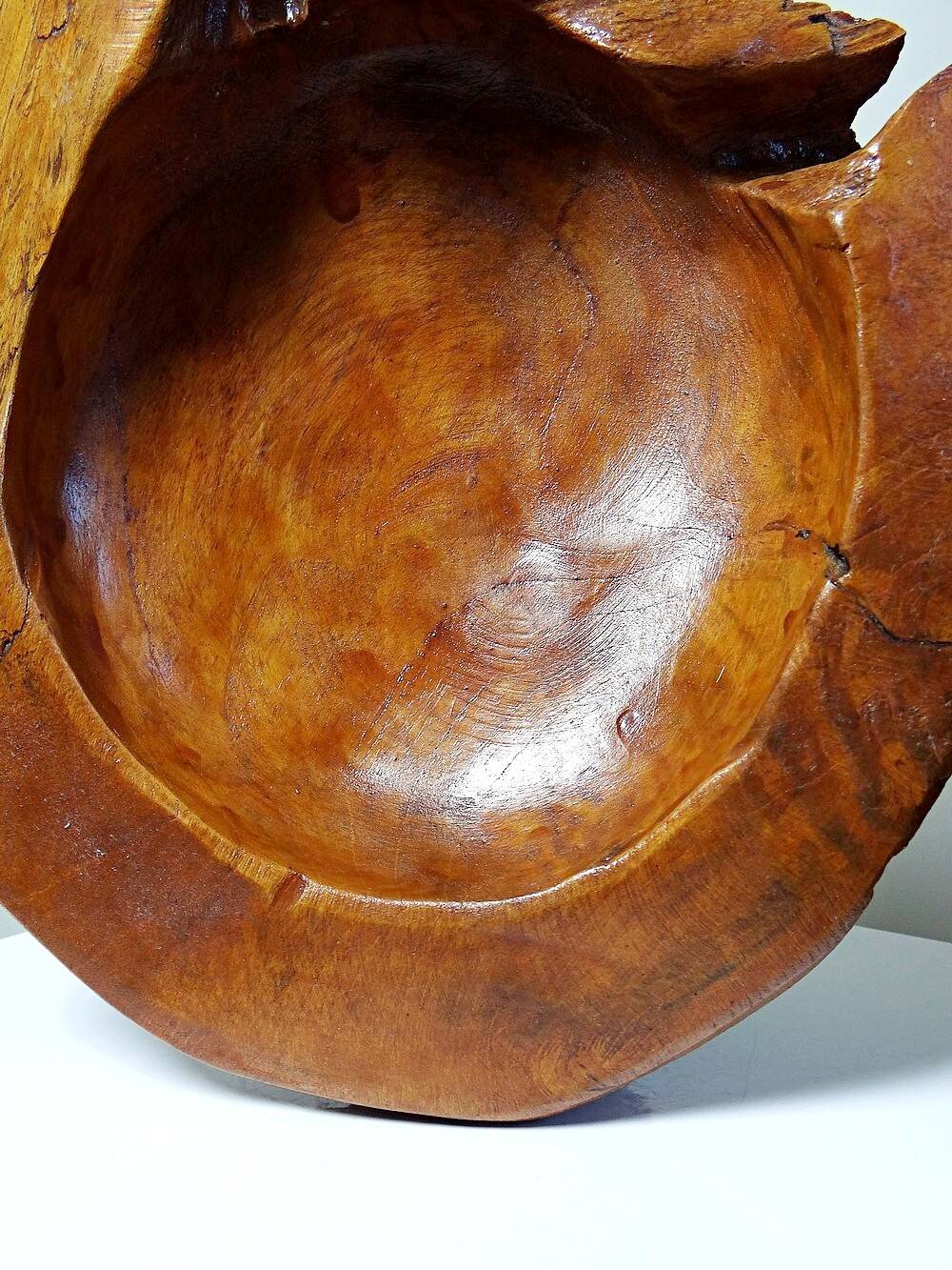 Large vintage nut bowl or empty pocket in teak wood, Italy, 1960s-70s
