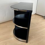 Art Deco Black Lacquered Lowboard with Chrome Fittings, France, 1930s