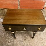 Antique Nightstand N252 Drawer Lacquered Wood Mid 20th Century Vintage