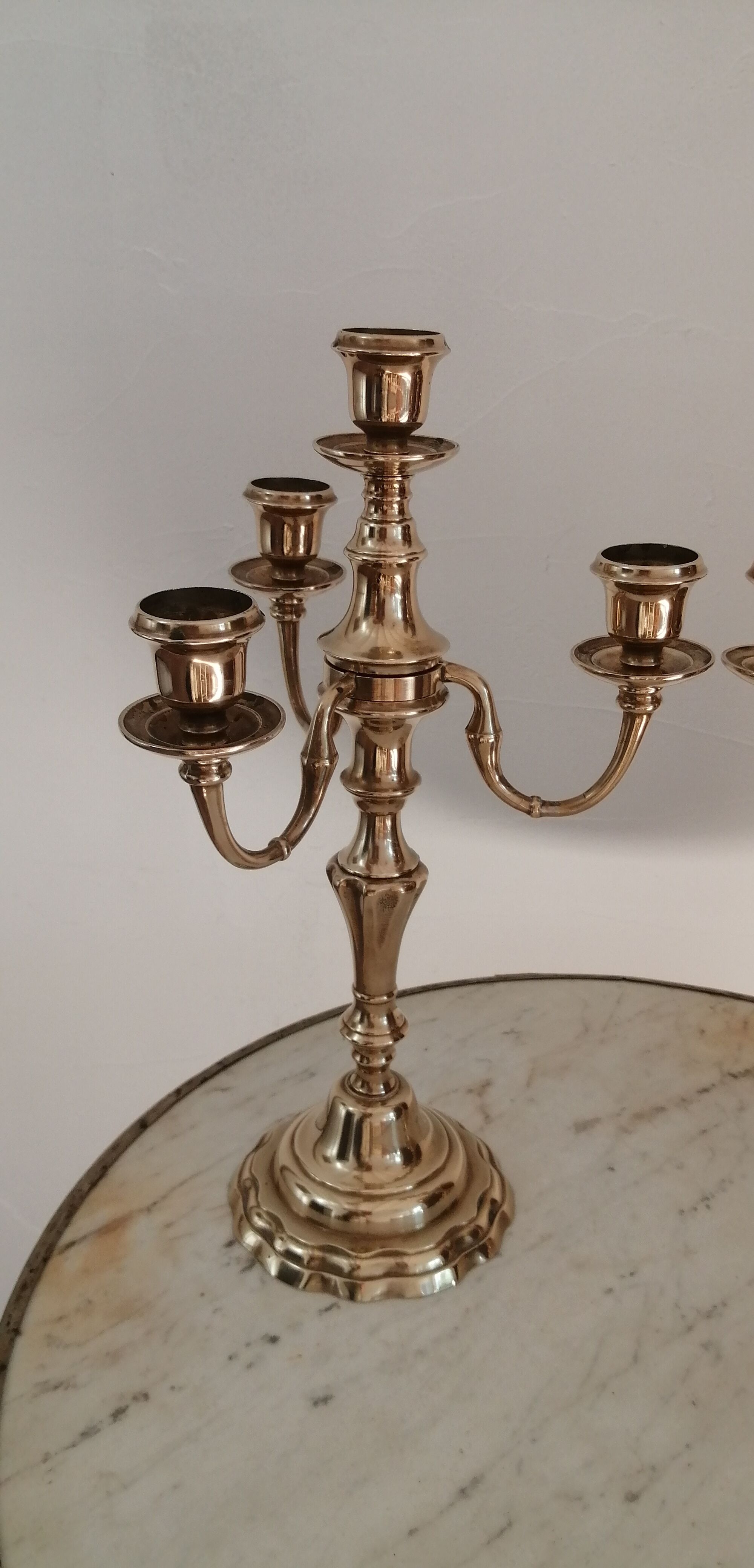 Pair of candelabras, brass candle holders
